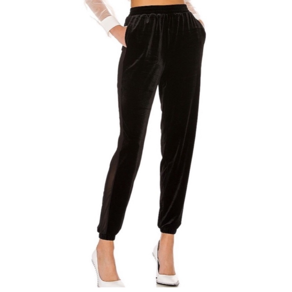 Superdown Candace Velvet/Velour Joggers Black NWOT